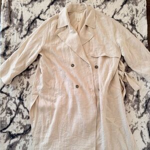 H&M Cream Double-Breasted Trench Coat